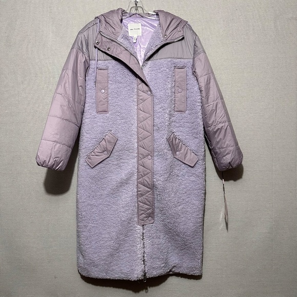 NWT Avec Les Filles Faux Shearling Quilted Hooded Coat - size S - Picture 3 of 8